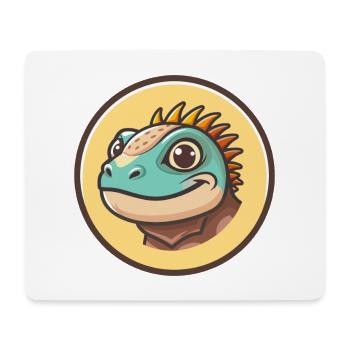 Iguana Kawaii Cartoon Character Animal Pet Face - Mouse Pad (horizontal) - white - Front