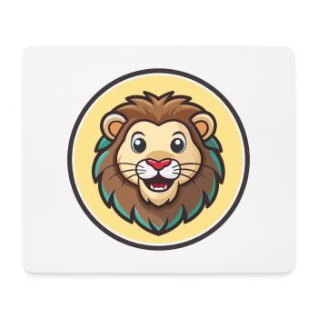Lion Kawaii Cartoon Character Animal Pet Face - Mouse Pad (horizontal) - white - Front