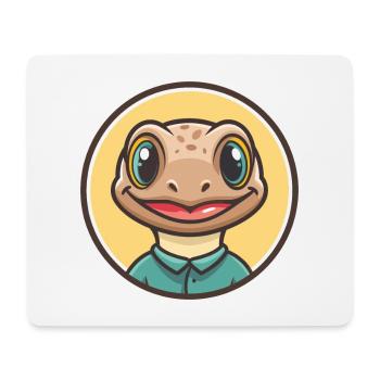 Lizard Kawaii Cartoon Character Animal Pet Face - Mouse Pad (horizontal) - white - Front