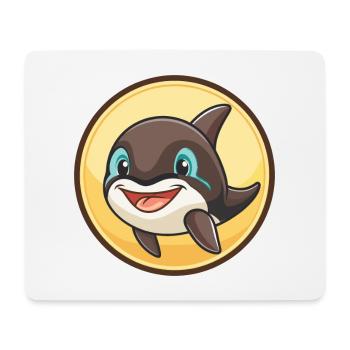 Orca Kawaii Dessin animé Personnage Animal Animal Visage - Tapis de souris (format paysage) - blanc - Devant