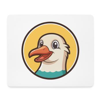 Mouette Kawaii Dessin Animé Personnage Animal Animal Visage - Tapis de souris (format paysage) - blanc - Devant