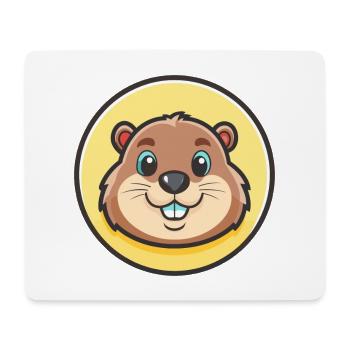 Groundhog Kawaii Cartoon Character Animal Pet Face - Mouse Pad (horizontal) - white - Front