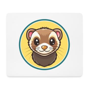 Ferret Kawaii Cartoon Character Animal Pet Face - Mouse Pad (horizontal) - white - Front