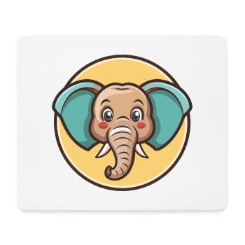 Elephant Kawaii Cartoon Character Animal Pet Face - Mouse Pad (horizontal) - white - Front