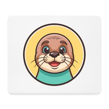 Seal Kawaii Cartoon Character Animal Pet Face - Mouse Pad (horizontal) - white - Front