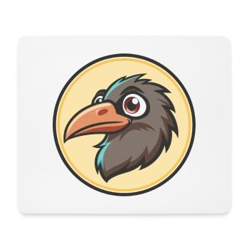 corbeau kawaii dessin animé personnage animal visage d’animal de compagnie - Tapis de souris (format paysage) - blanc - Devant