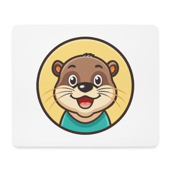 loutre kawaii dessin animé personnage animal visage d’animal - Tapis de souris (format paysage) - blanc - Devant
