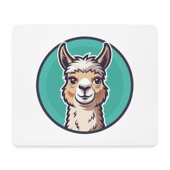 Alpaga Kawaii Dessin animé Personnage Animal Visage D’animal - Tapis de souris (format paysage) - blanc - Devant