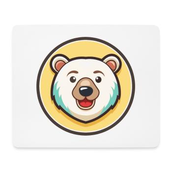 Eisbär Kawaii Cartoon Figur Tier Gesicht - Mousepad (Querformat) - Weiß - Vorne