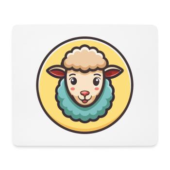 mouton kawaii dessin animé personnage animal visage d’animal - Tapis de souris (format paysage) - blanc - Devant