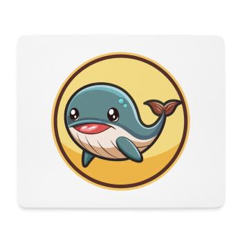 baleine kawaii dessin animé personnage animal visage d’animal - Tapis de souris (format paysage) - blanc - Devant