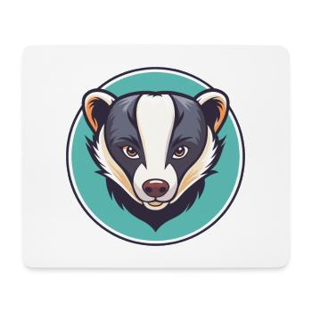 blaireau kawaii dessin animé personnage animal visage d’animal - Tapis de souris (format paysage) - blanc - Devant