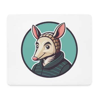 tatou kawaii dessin animé personnage animal visage d’animal - Tapis de souris (format paysage) - blanc - Devant