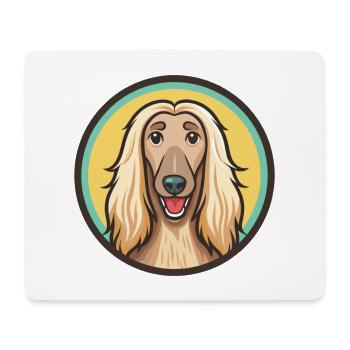 Chien de race de chien lévrier afghan dessin animé kawaii clipart animal de compagnie - Tapis de souris (format paysage) - blanc - Devant
