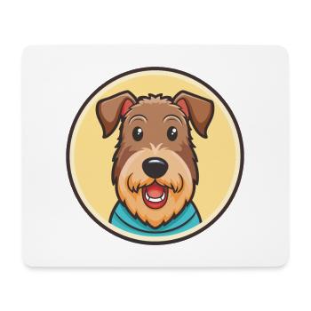 Airedale Terrier, race de chien, dessin animé kawaii clipart - Tapis de souris (format paysage) - blanc - Devant