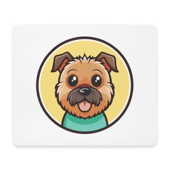 Border Terrier Chien Race Dessin animé Kawaii Clipart - Tapis de souris (format paysage) - blanc - Devant