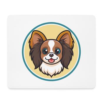 Kontinentaler Toy Spaniel, Hunderasse, Cartoon, Kawaii - Mousepad (Querformat) - Weiß - Vorne