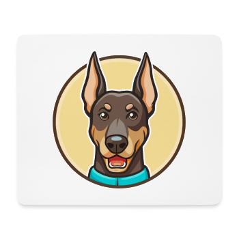 Doberman Pinscher Chien Race Dessin animé Kawaii Clipart - Tapis de souris (format paysage) - blanc - Devant