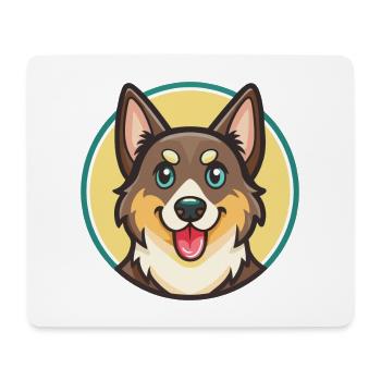 Chien de berger de Laponie race dessin animé Kawaii - Tapis de souris (format paysage) - blanc - Devant