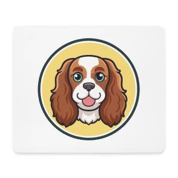 King Charles Spaniel Chien Race Dessin Animé Kawaii Pet - Tapis de souris (format paysage) - blanc - Devant