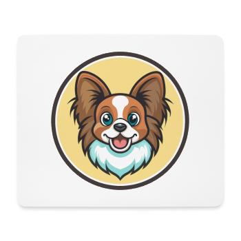 Papillon Chien Race Coloré Dessin Animé Kawaii Clipart - Tapis de souris (format paysage) - blanc - Devant