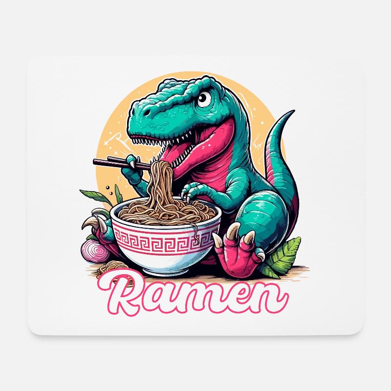 Süßer T-Rex Ramen Dinosaurier Geschenk - Mousepad (Querformat) - Weiß