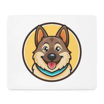 Chien d’élan suédois race chien dessin animé Kawaii Clipart - Tapis de souris (format paysage) - blanc - Devant
