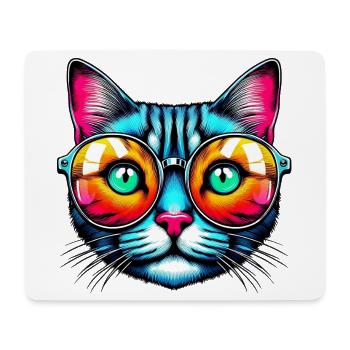 Kater mit Sonnenbrille - Mousepad (Querformat) - Weiß - Vorne
