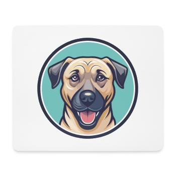 Black Mouth Cur Dog Breed Cartoon Kawaii Clipart - Mouse Pad (horizontal) - white - Front