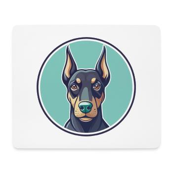 Doberman Pinscher Chien Race Dessin animé Kawaii Clipart - Tapis de souris (format paysage) - blanc - Devant