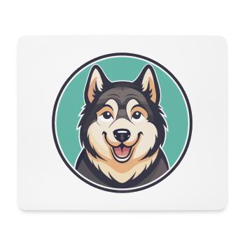 Kamchatka Sled Dog Breed Cartoon Kawaii Clipart - Mouse Pad (horizontal) - white - Front