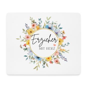 Erzieher mit Herz - personalisierbares Design - Mousepad (Querformat) - Weiß - Vorne