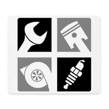 Wrench Piston Turbo Spark Plug Emblem - Mouse Pad (horizontal) - white - Front