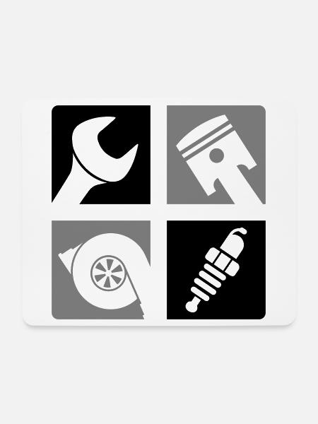 Schraubenschlüssel Kolben Turbo Zündkerze Emblem - Mousepad (Querformat) - Weiß
