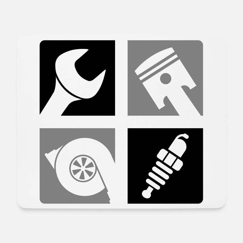 Schraubenschlüssel Kolben Turbo Zündkerze Emblem - Mousepad (Querformat) - Weiß