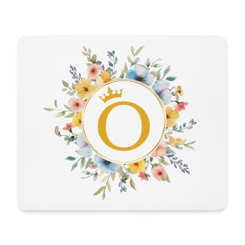 O Monogram, Flower Circle, Personalizable - Mouse Pad (horizontal) - white - Front