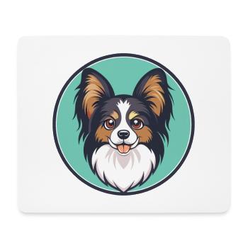 Papillon Chien Race Coloré Dessin Animé Kawaii Clipart - Tapis de souris (format paysage) - blanc - Devant