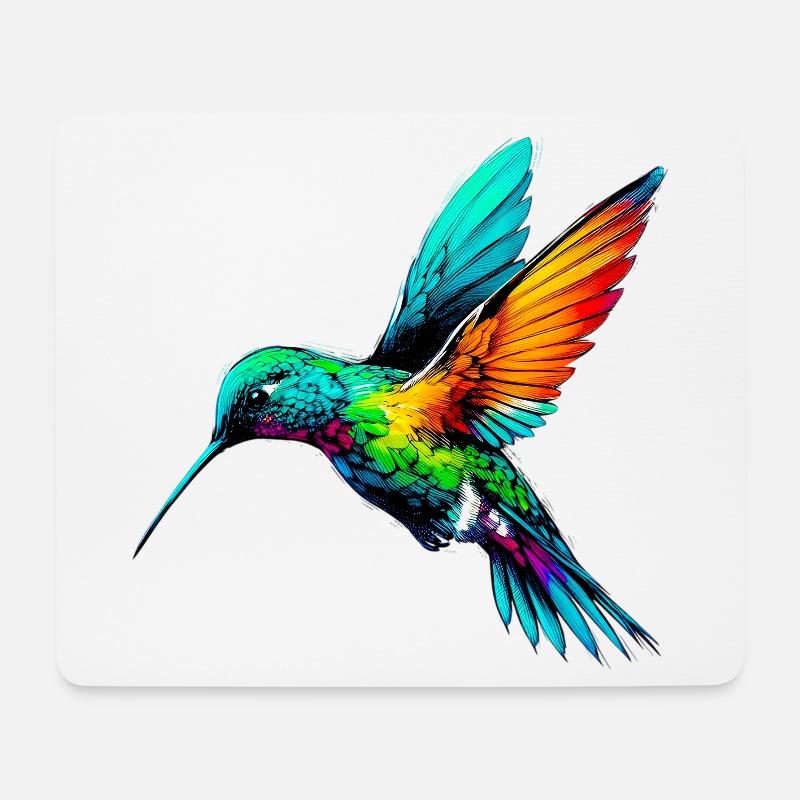 Kolibri - Mousepad (Querformat) - Weiß