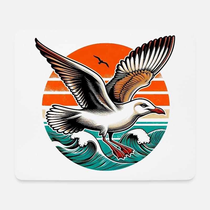 Möwe - Mousepad (Querformat) - Weiß