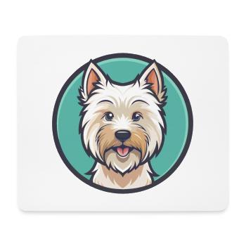 West Highland Terrier Dog Breed Cartoon Kawaii Pet - Mouse Pad (horizontal) - white - Front