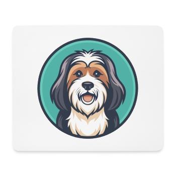Tibetan Terrier Dog Breed Cartoon Kawaii Clipart - Mouse Pad (horizontal) - white - Front