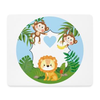 Freundschaft - Kleine Äffchen & Löwe  - Mousepad (Querformat) - Weiß - Vorne