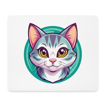 Chat américain à poil court race dessin animé Kawaii Animal - Tapis de souris (format paysage) - blanc - Devant