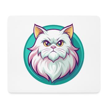 Blanc à poil long chat persan race dessin animé Kawaii - Tapis de souris (format paysage) - blanc - Devant