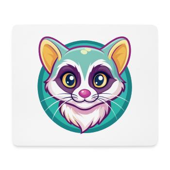 Ringtail américain chat race dessin animé Kawaii Animal - Tapis de souris (format paysage) - blanc - Devant