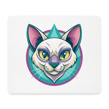 Chat thaïlandais race dessin animé Kawaii Animal Pet - Tapis de souris (format paysage) - blanc - Devant