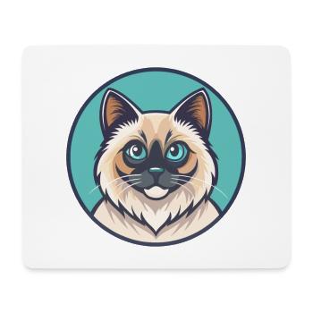 Birman Chat Race Dessin Animé Kawaii Animal Pet - Tapis de souris (format paysage) - blanc - Devant
