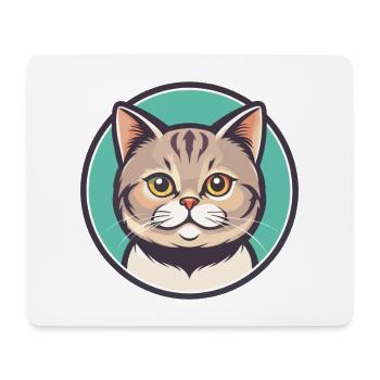 British Shorthair Chat Race Dessin animé Kawaii Animal - Tapis de souris (format paysage) - blanc - Devant