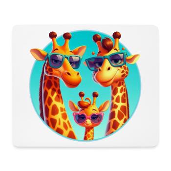 Coole Giraffen Familie mit Sonnenbrille - Mousepad (Querformat) - Weiß - Vorne