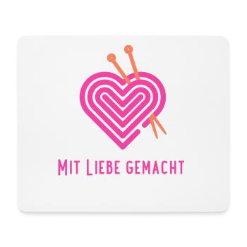 mit Liebe Häkelherz - Mousepad (Querformat) - Weiß - Vorne